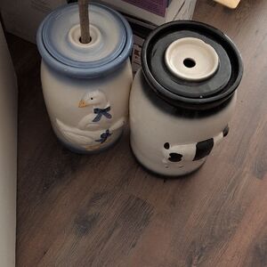 Whimsical Ceramic Animal Art Set - Blue and Black